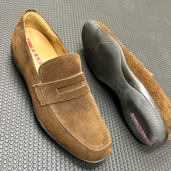 Prada Loafers Brown Suede Size 9 US Pre-Owned - Picture 5 of 6